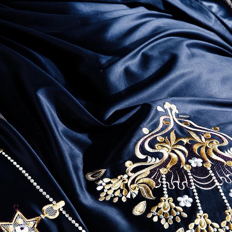Embroidery Bed Sheet Set - BLUE - Fansee Australia