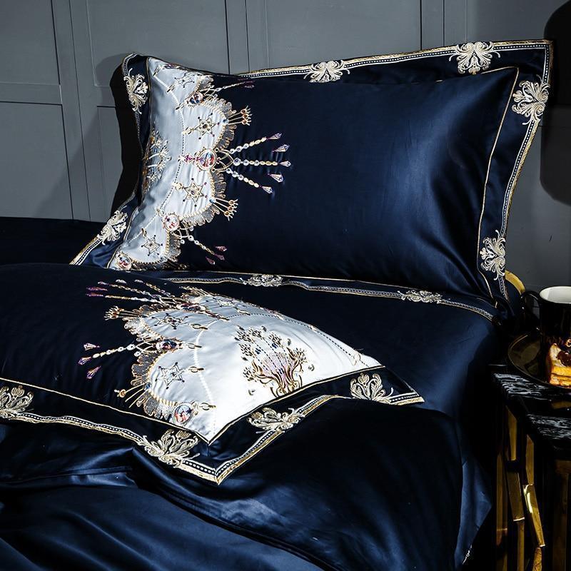 Embroidery Bed Sheet Set - BLUE - Fansee Australia