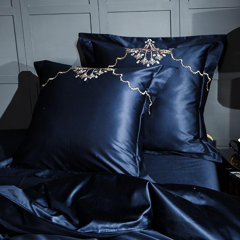 Embroidery Bed Sheet Set - BLUE - Fansee Australia