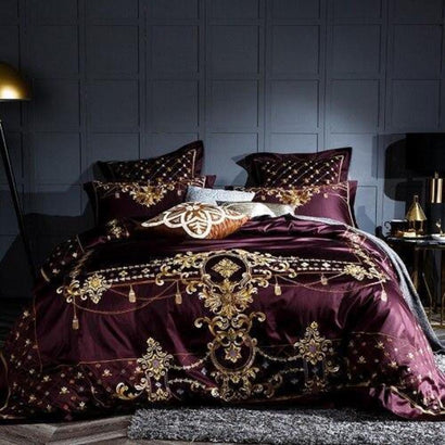 Embroidery Bed Sheet Set - PURPLE - Fansee Australia