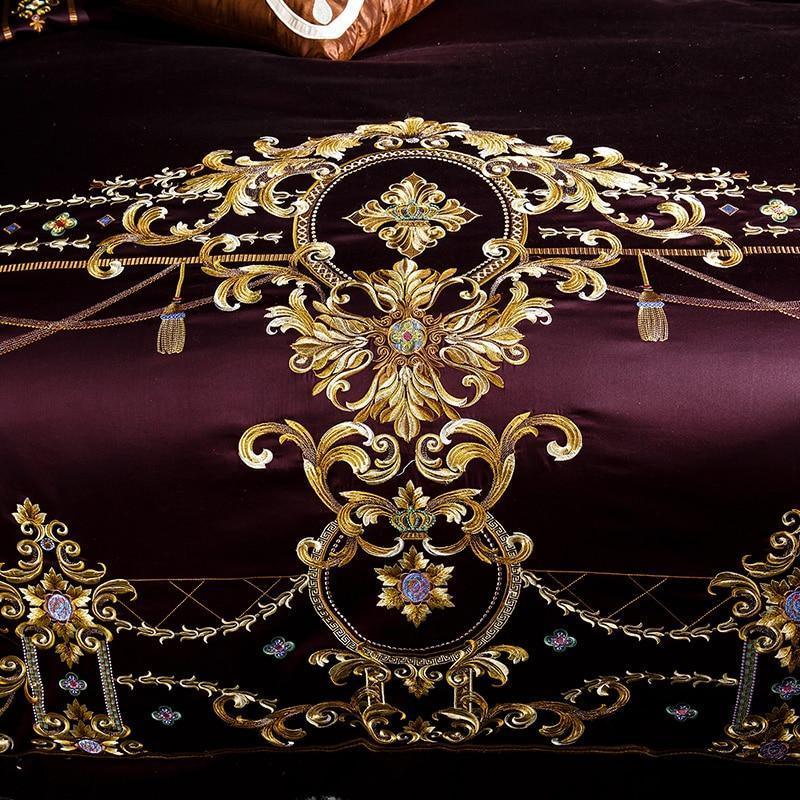 Embroidery Bed Sheet Set - PURPLE - Fansee Australia