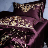 Embroidery Bed Sheet Set - PURPLE - Fansee Australia
