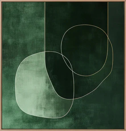Abstract green wall art with gold line accents, modern home decor from Fansee Australia