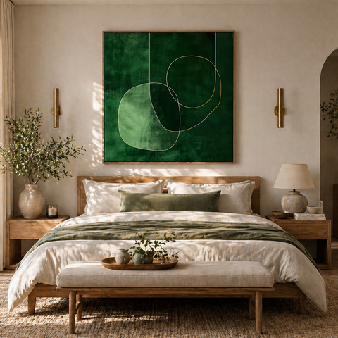 Emerald Balance – Framed Abstract Green Canvas Art (100x100cm)