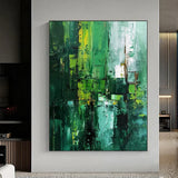 Emerald Echo – Large Green Abstract Oil Painting - Fansee Australia