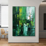 Emerald Echo – Large Green Abstract Oil Painting - Fansee Australia
