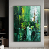 Emerald Echo – Large Green Abstract Oil Painting - Fansee Australia