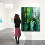 Emerald Echo – Large Green Abstract Oil Painting - Fansee Australia