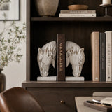 Equestrian Grace Horse Bookends – Rustic White Decorative Book Holders