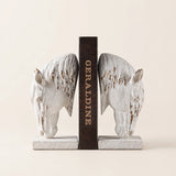 Equestrian Grace Horse Bookends – Rustic White Decorative Book Holders