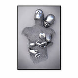 Eternal Bond: 3D-Effect Surreal Hug Framed Canvas Art (60x90cm)
