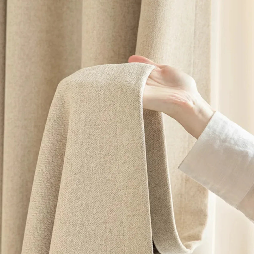 Étoffe Luxe Chenille Curtain Panel – Cream Beige Room-Darkening Drapery