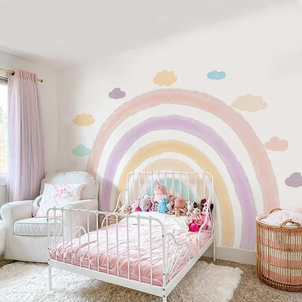 Extra Large Fabric Hand Drawn Watercolour Rainbow Wall Sticker - Fansee ...