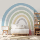 Extra Large Fabric Ocean Blue Watercolour Rainbow Wall Sticker - Fansee Australia
