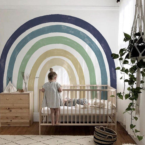 Extra Large Watercolour Blue Rainbow Fabric Wall Sticker - Fansee Australia