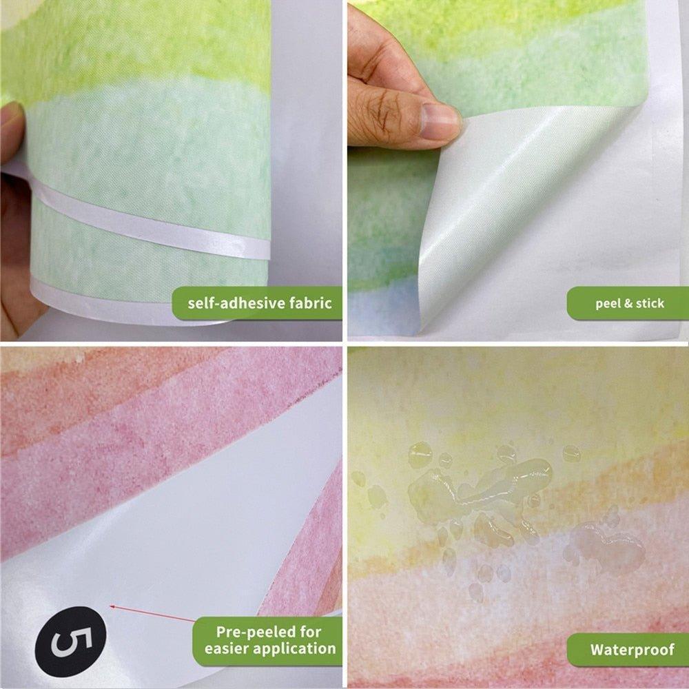 Extra Large Watercolour Blue Rainbow Fabric Wall Sticker - Fansee Australia