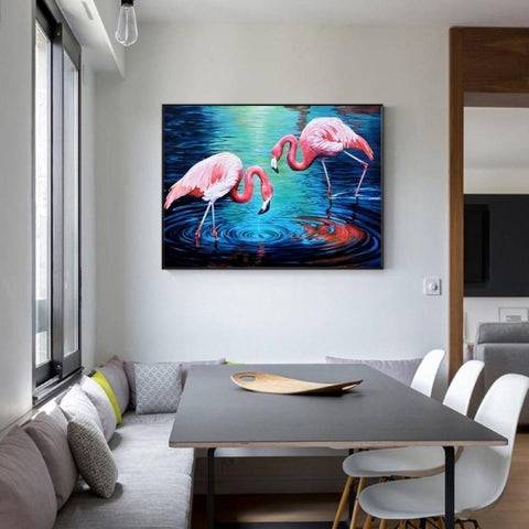 Flamingo In The Water Painting With Diamonds Kit - Fansee Australia