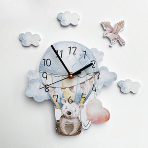 Flying On Hot Air Balloon Kids Room Wall Clock - Fansee Australia
