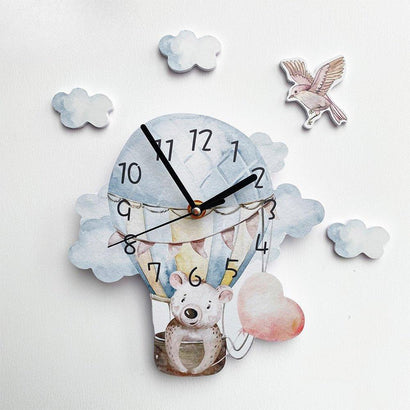 Flying On Hot Air Balloon Kids Room Wall Clock - Fansee Australia