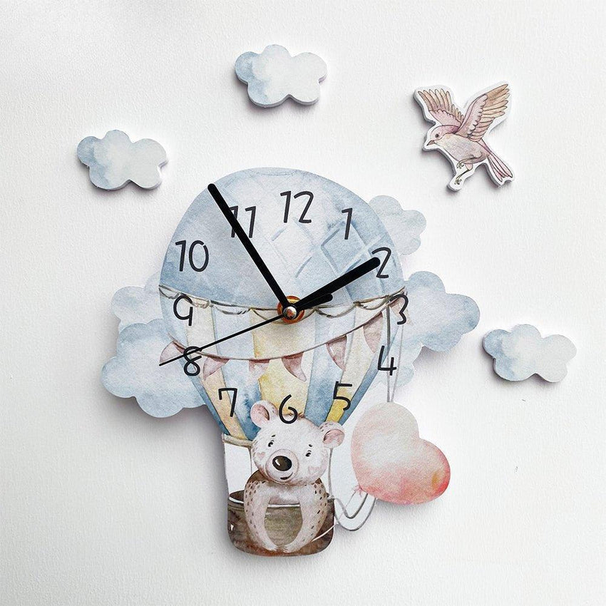 Flying On Hot Air Balloon Kids Room Wall Clock - Fansee Australia