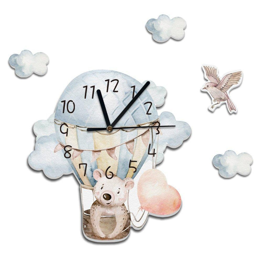 Flying On Hot Air Balloon Kids Room Wall Clock - Fansee Australia