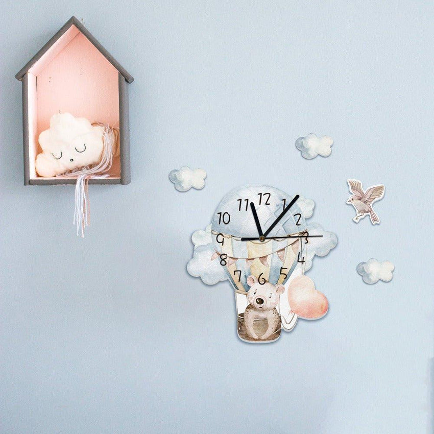 Flying On Hot Air Balloon Kids Room Wall Clock - Fansee Australia