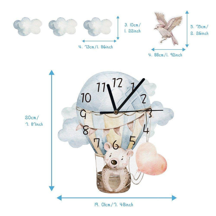 Flying On Hot Air Balloon Kids Room Wall Clock - Fansee Australia