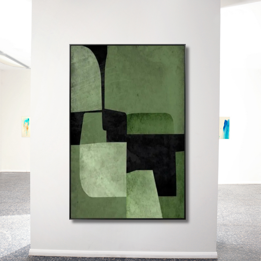 Forest Divide – Minimalist Green Abstract Handmade Painting - Fansee Australia