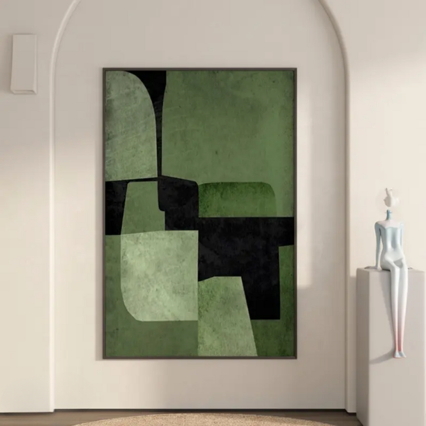 Forest Divide – Minimalist Green Abstract Handmade Painting - Fansee Australia