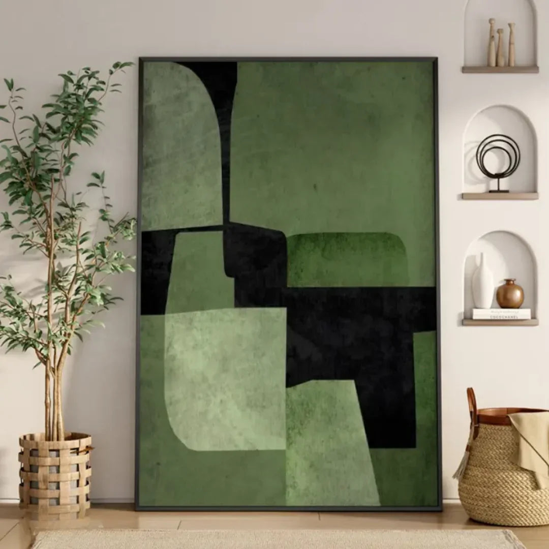 Forest Divide – Minimalist Green Abstract Handmade Painting - Fansee Australia