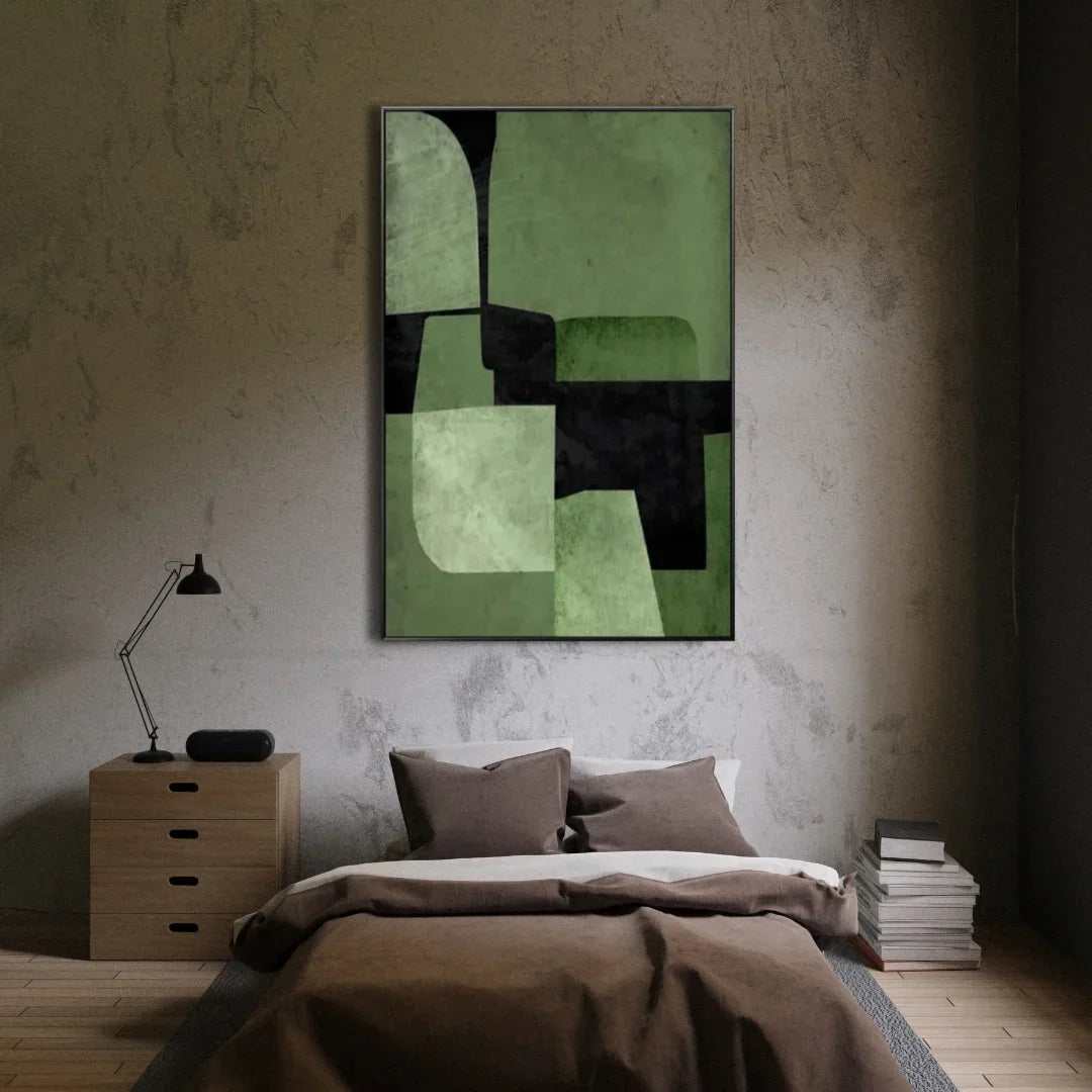 Forest Divide – Minimalist Green Abstract Handmade Painting - Fansee Australia