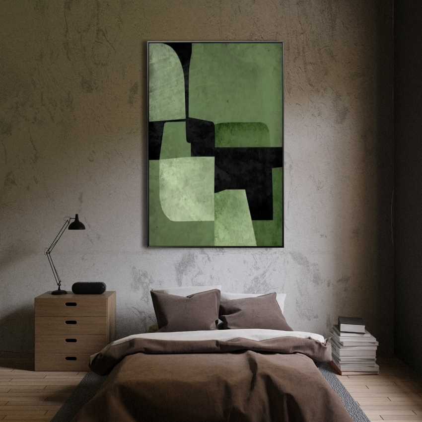 Forest Divide – Minimalist Green Abstract Handmade Painting - Fansee Australia