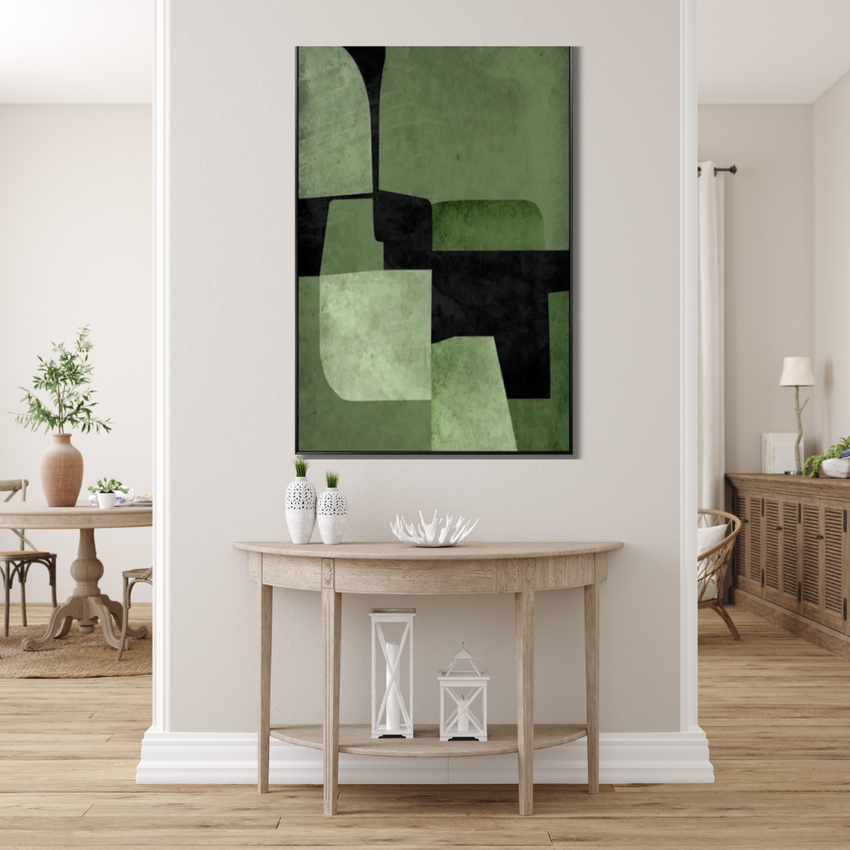 Forest Divide – Minimalist Green Abstract Handmade Painting - Fansee Australia