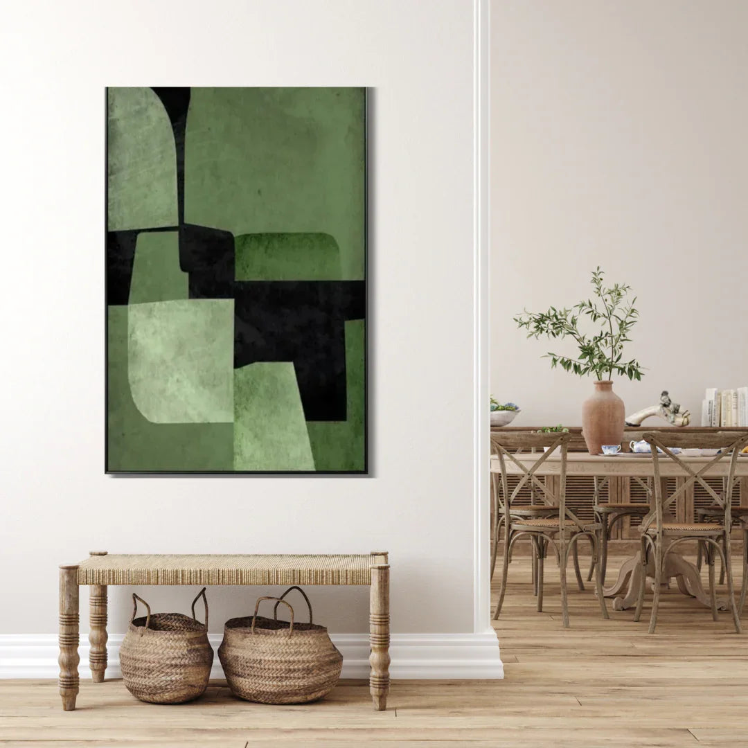 Forest Divide – Minimalist Green Abstract Handmade Painting - Fansee Australia
