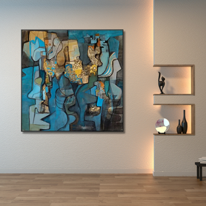 Fragmented Rhythm – Contemporary Geometric Framed Painting Wall Art - Fansee Australia