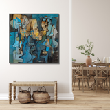 Fragmented Rhythm – Contemporary Geometric Framed Painting Wall Art - Fansee Australia