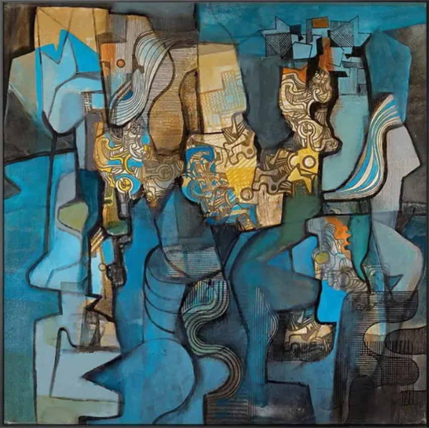 Fragmented Rhythm – Contemporary Geometric Framed Painting Wall Art - Fansee Australia