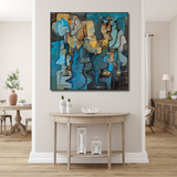 Fragmented Rhythm – Contemporary Geometric Framed Painting Wall Art - Fansee Australia