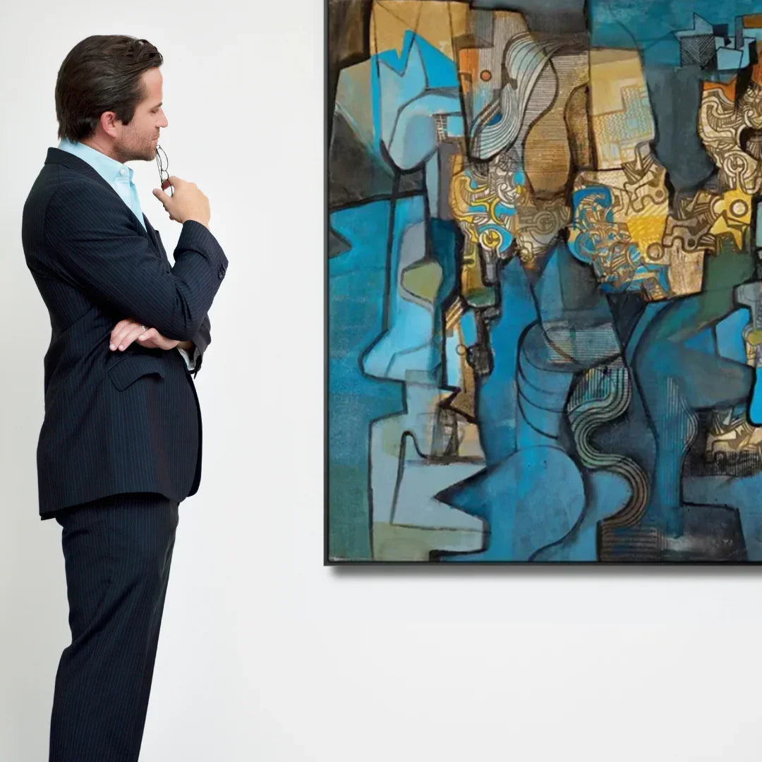 Fragmented Rhythm – Contemporary Geometric Framed Painting Wall Art - Fansee Australia