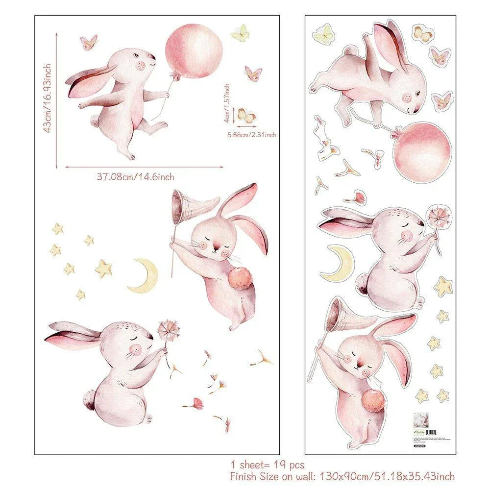 Fun Loving Bunnies Removable Wall Stickers - Fansee Australia