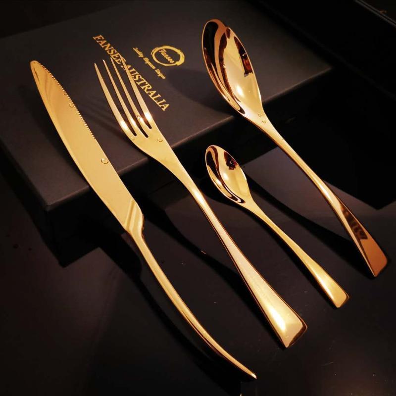 Gold Stainless Steel Cutlery Set (16 Piece Set) - Fansee Australia