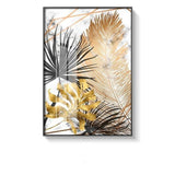 Golden and Black Leaf Wall Art (3 Pcs Set - 52x75cm) - Fansee Australia