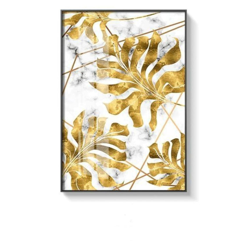 Golden and Black Leaf Wall Art Canvas Prints - 3 Pcs Set (52x75cm) - Fansee Australia