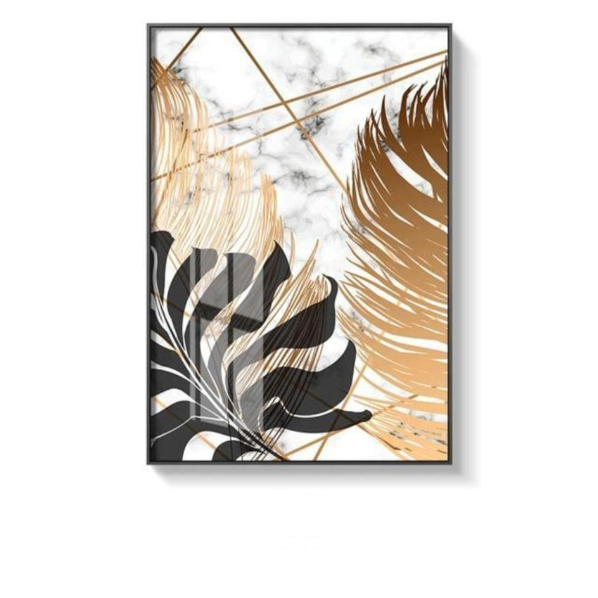 Golden and Black Leaf Wall Art Canvas Prints - 3 Pcs Set (52x75cm) - Fansee Australia