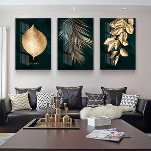 Golden and Black leafs Wall Art Prints (60x80cm) - Fansee Australia