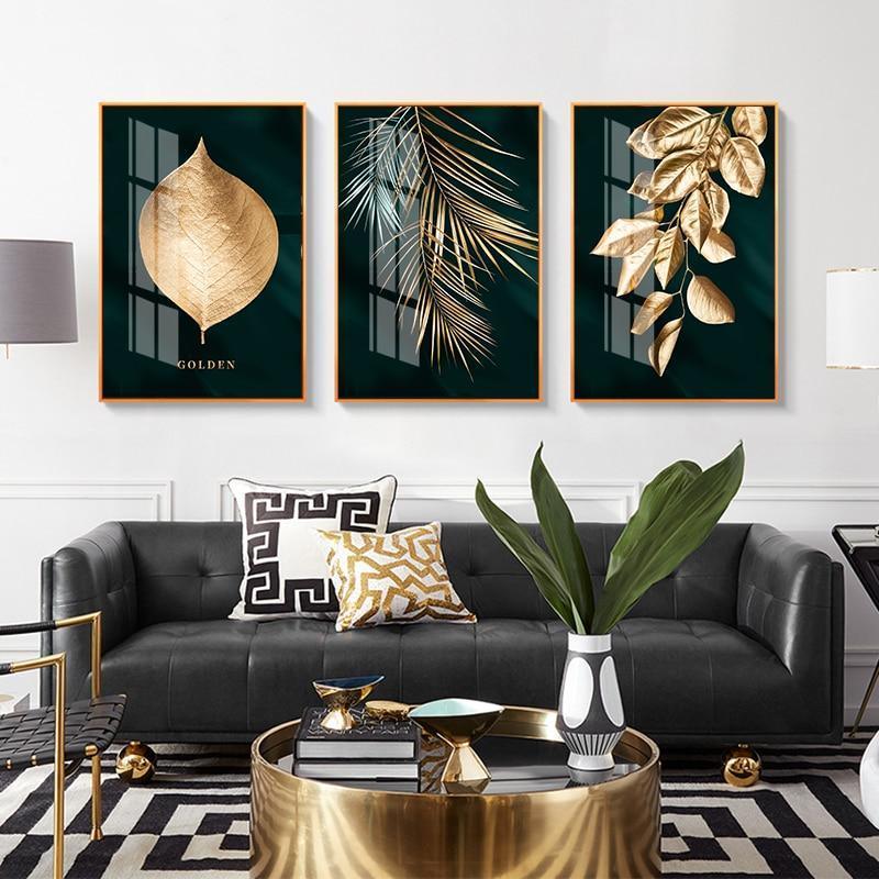 Golden and Black leafs Wall Art Prints (60x80cm) - Fansee Australia