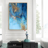 Golden Blue Sea Abstract Canvas Art - Fansee Australia