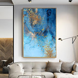 Golden Blue Sea Abstract Canvas Art - Fansee Australia