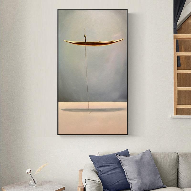 Golden Boat Wall Art Print - Fansee Australia