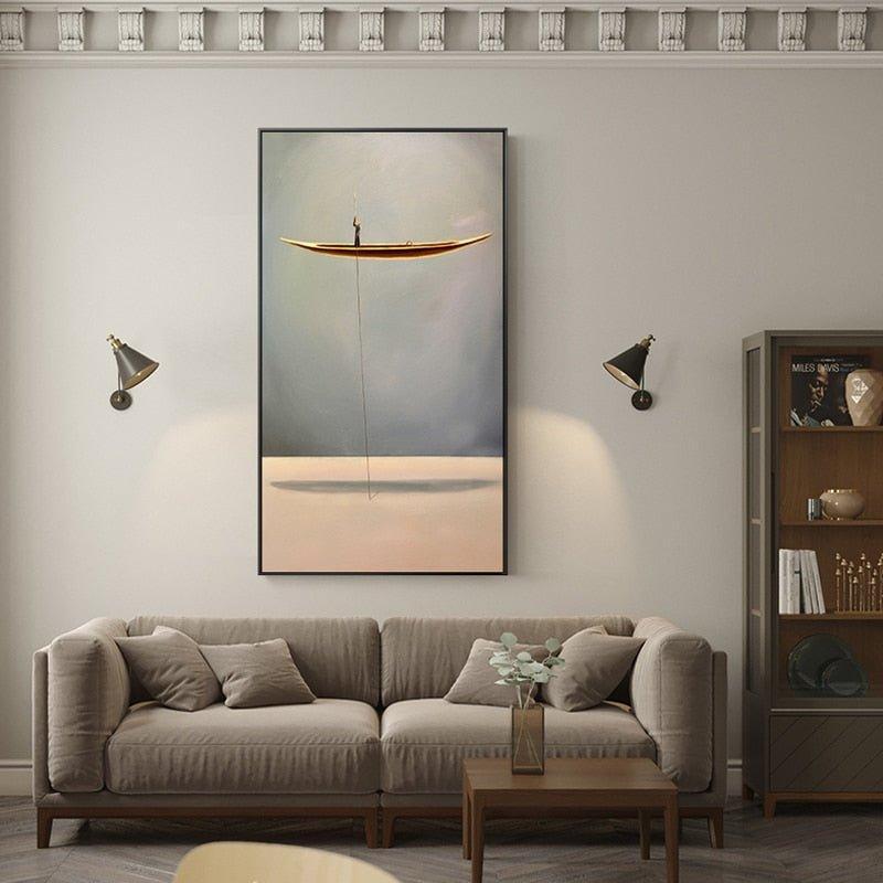 Golden Boat Wall Art Print - Fansee Australia